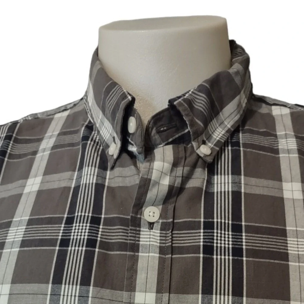 J. Crew Button Down Shirt XL Mens Plaid Brown White Retro Cabin Core Long Sleeve